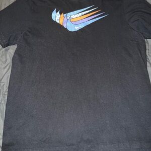 Nike Men's Black Tee with Multicolor Swoosh